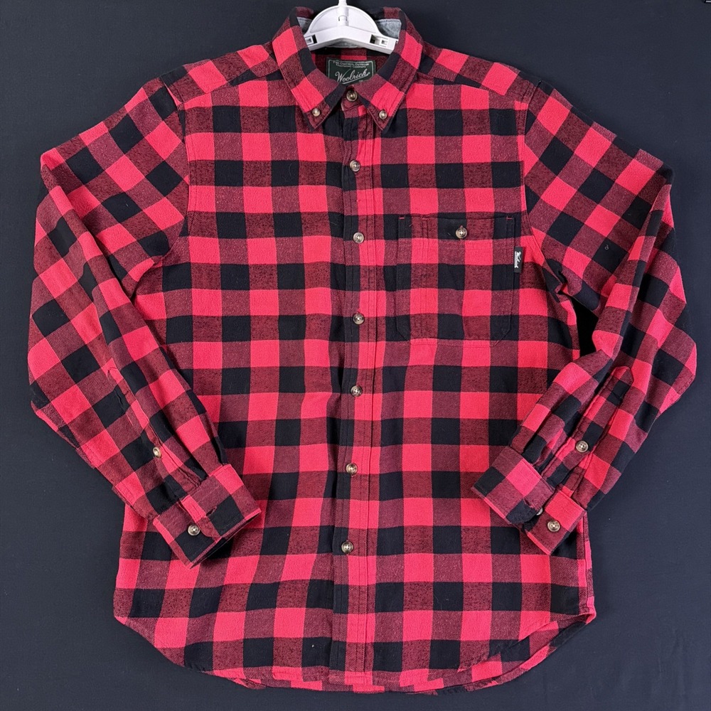 Woolrich Men's Medium Trout Run Long Sleeve Buffalo Plaid Flannel Shirt